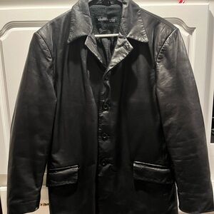 Kenneth Cole New York Black Leather Coat